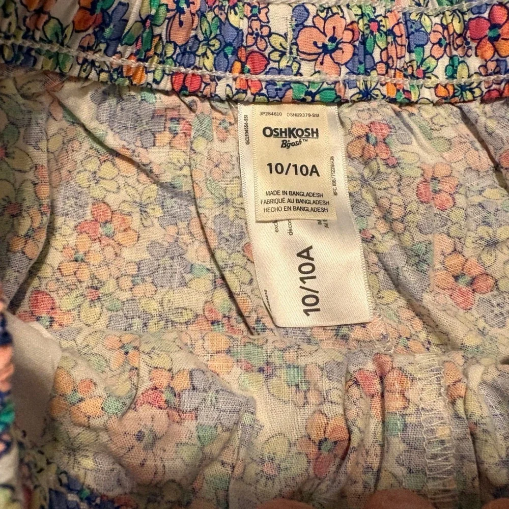 OshKosh B'gosh Floral Shorts Kids Size 10 Multicolor Good Linen Blend Tassels